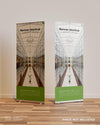 Two Roll Up Banner Mockup In Interior Scene Psd