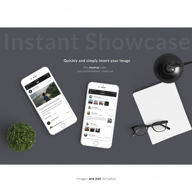 Two Smartphones On Grey Background Mock Up Psd