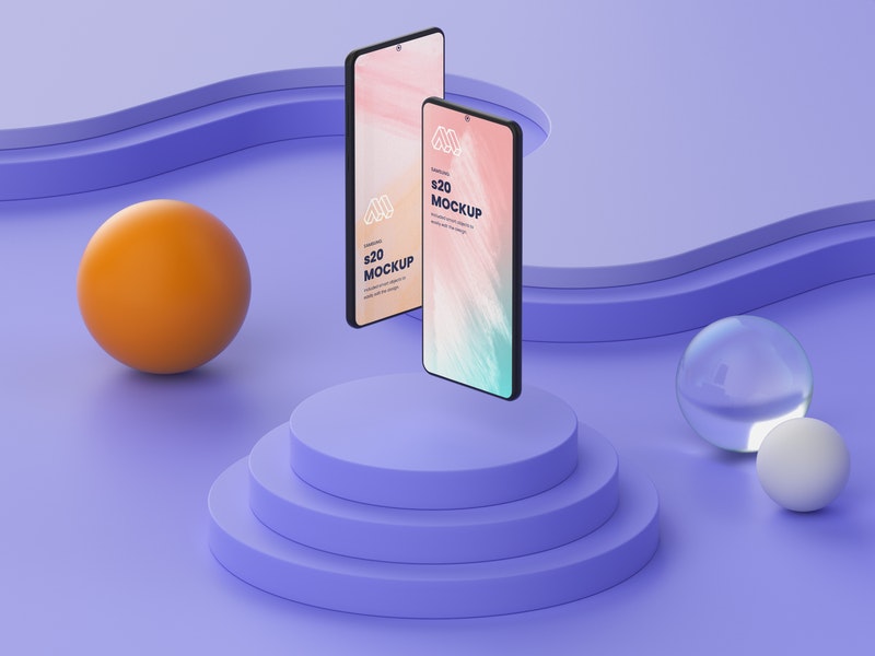 Two Smartphones Psd Mockup