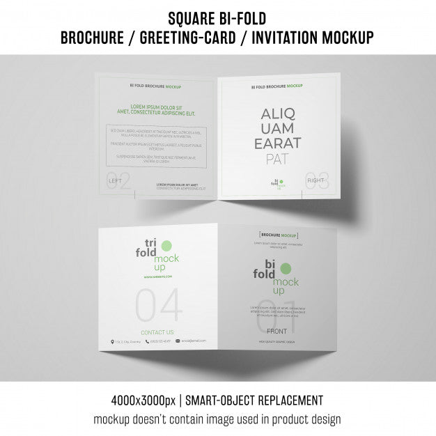 Two Square Bi-Fold Brochure Or Greeting Card Mockups Psd