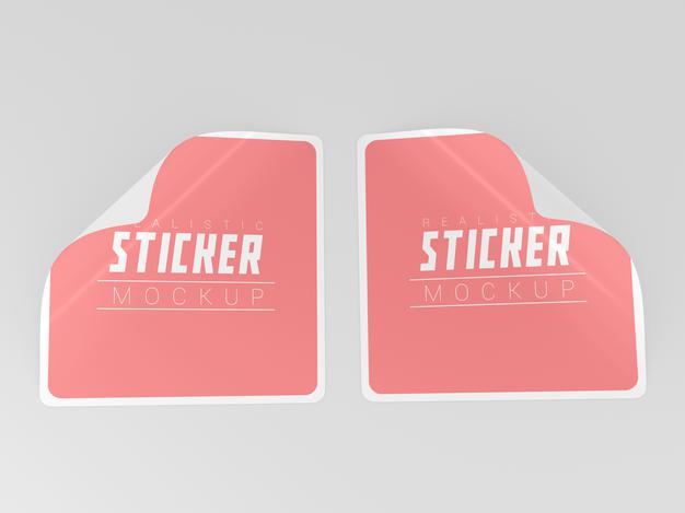 Two Square Stickers Mockup Psd