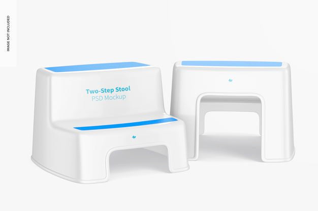 Two-Step Stools Mockup, Perspective Psd