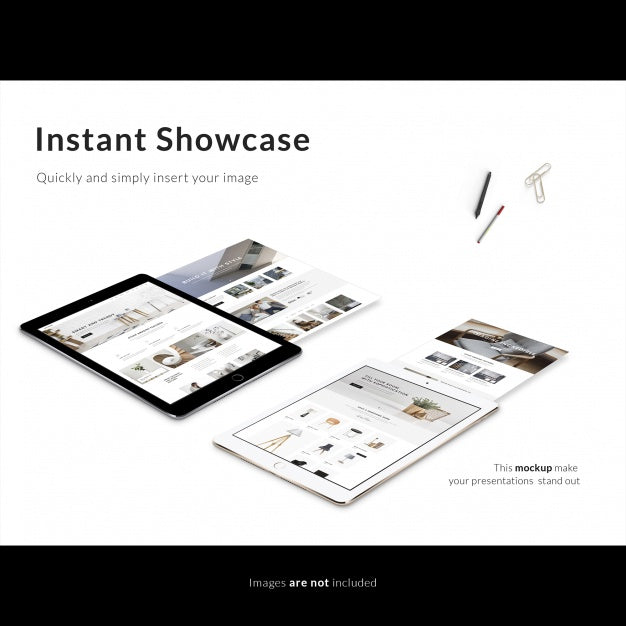 Two Tablet On White Background Mock Up Psd