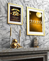 Two Thematic Frames On Wall For New Year Night Psd