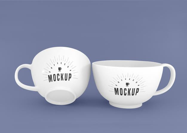 Two White Coffee Cup Psd Mockup Psd