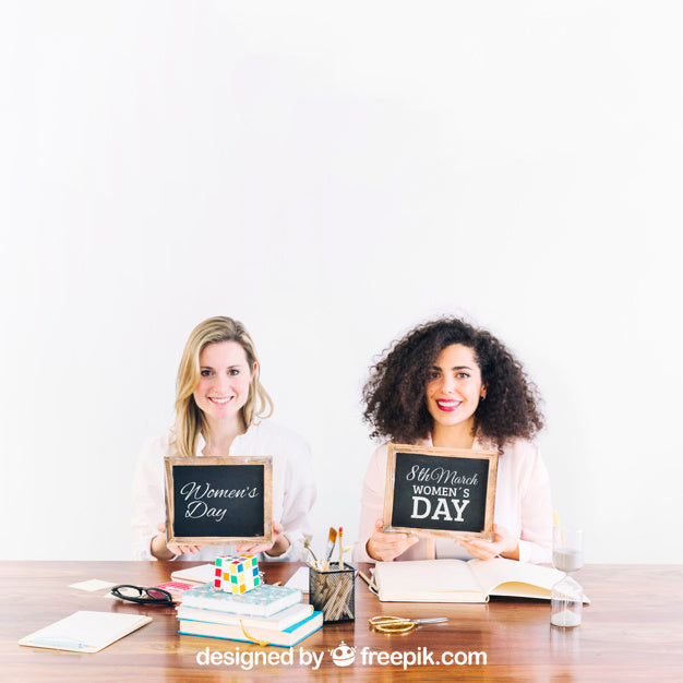 Two Women Showing Slate Psd