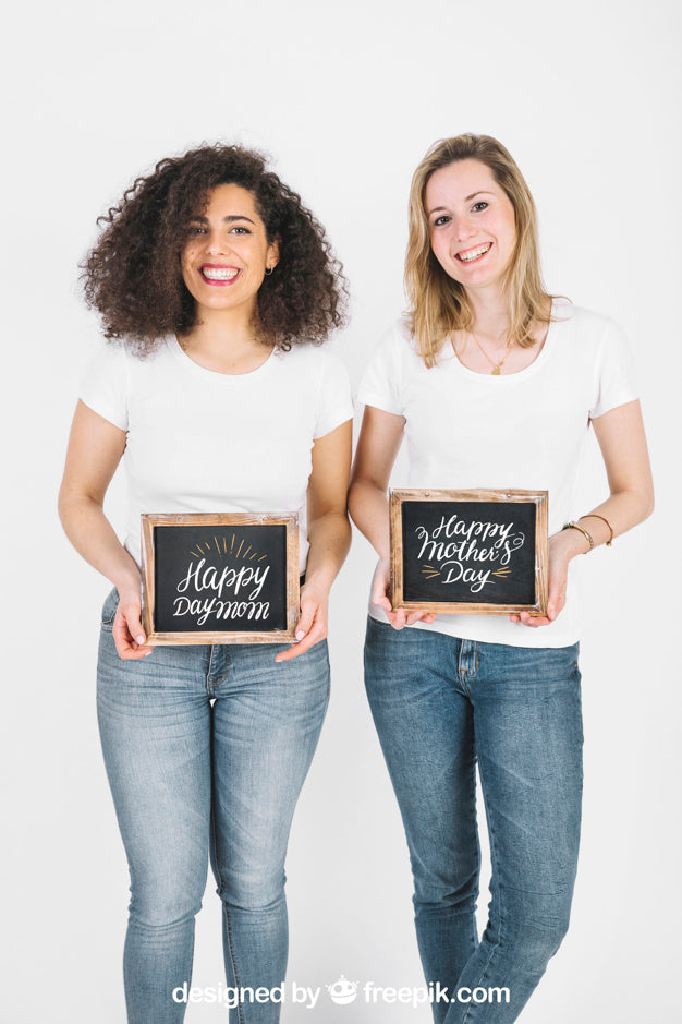 Two Women Showing Slate Psd