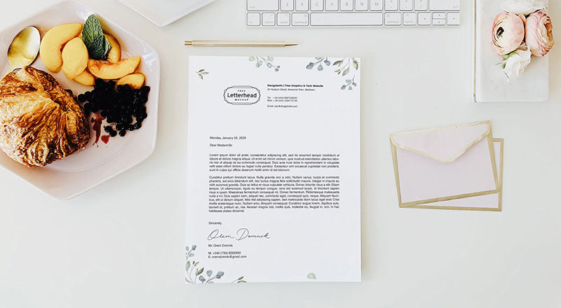 U.S Letter Size Beautiful Letterhead Design & Mockup Psd