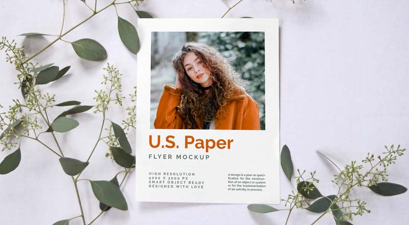 U.S. Paper Letter Size Flyer Mockup Psd