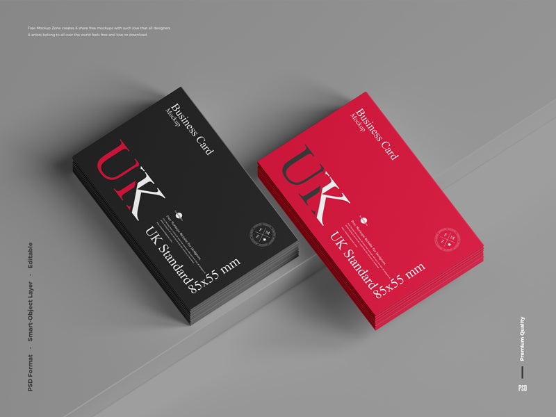 Uk Standard 85×55 Mm Business Card Mockup