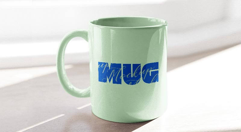 Under Sunlight White Mug Mockup Psd