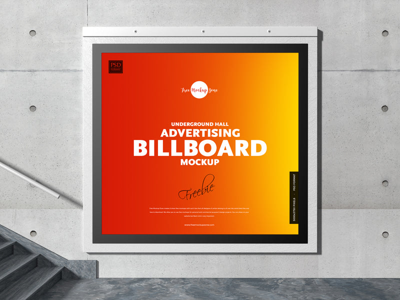 Underground Hall Advertising Billboard Mockup