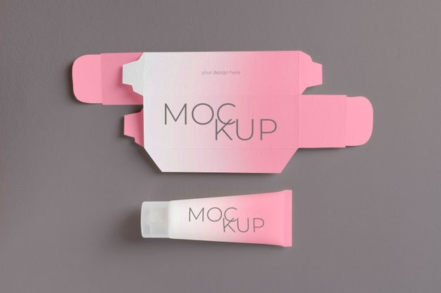 Unfolded Cosmetic Box Mockup Psd
