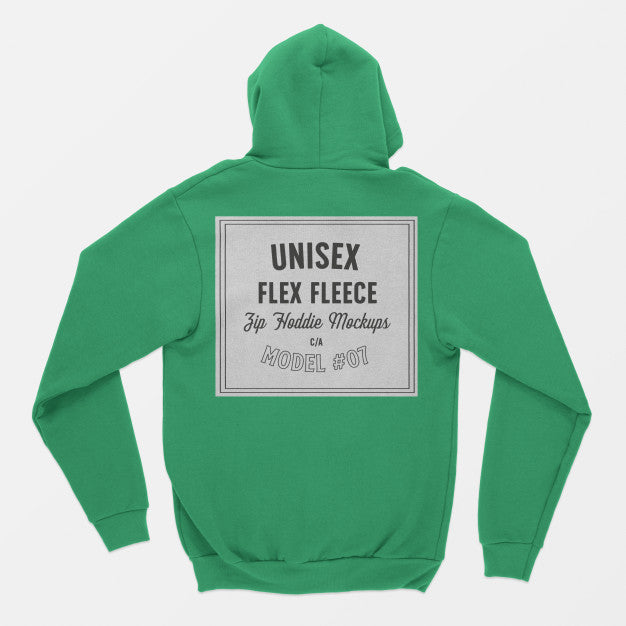 Unisex Flex Fleece Zip Hoodie Mockup Psd