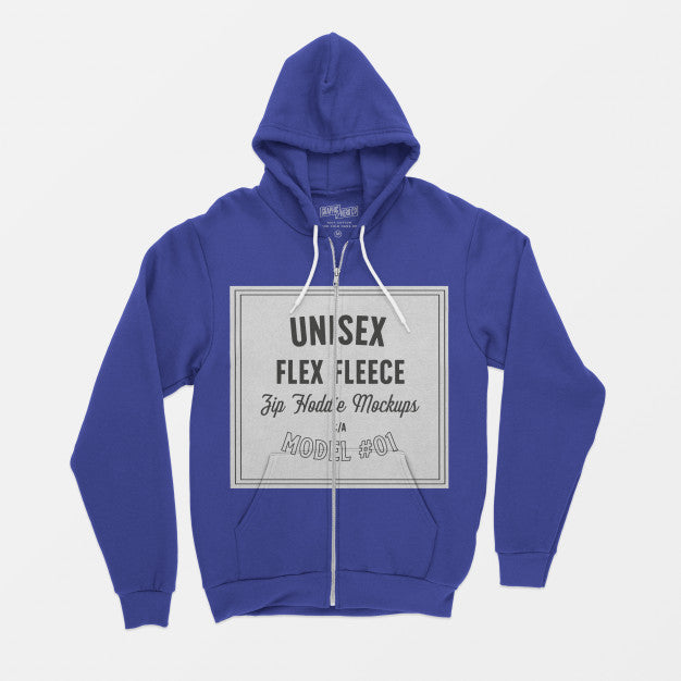 Unisex Flex Fleece Zip Hoodie Mockup Psd