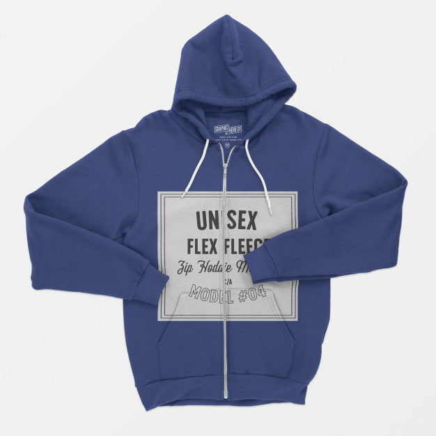 Unisex Flex Fleece Zip Hoodie Mockup Psd