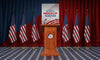 United States Election Podium With Flags Psd