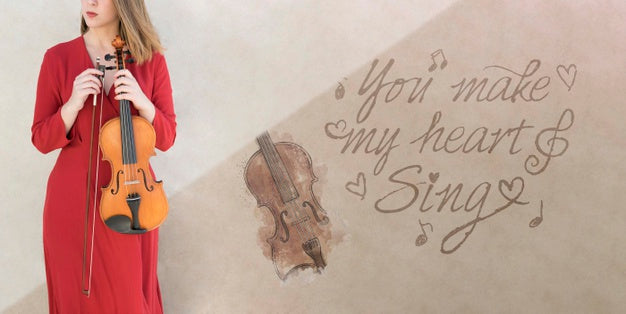 Unrecognizable Lady Holding Cello Mock-Up Psd