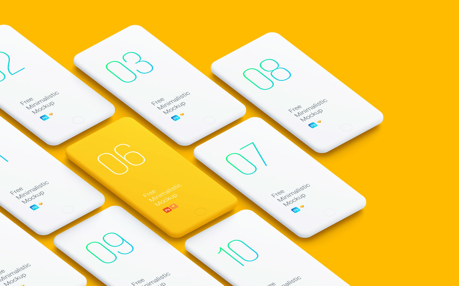 Minimalistic Isometric Smartphones Mockups