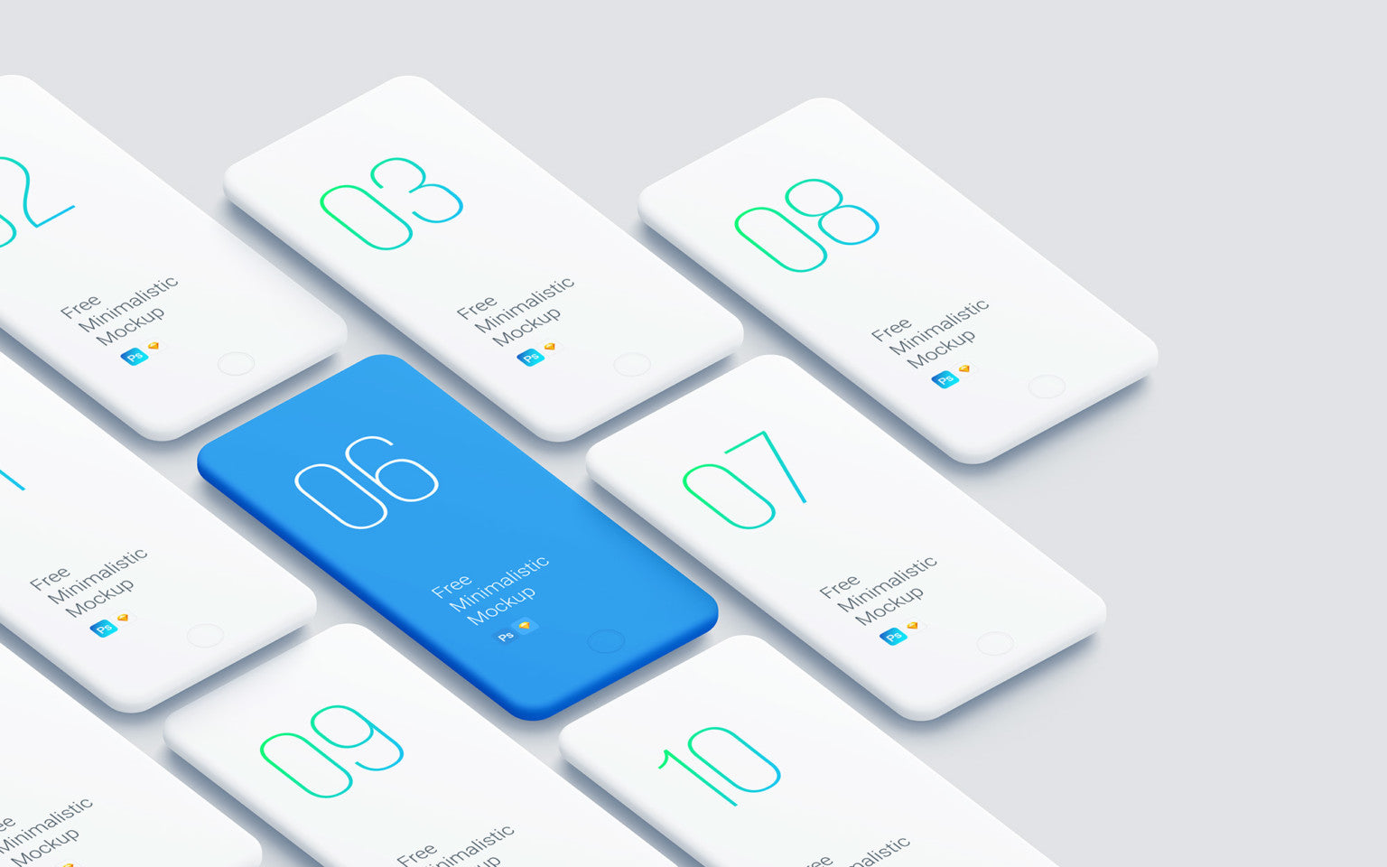 Minimalistic Isometric Smartphones Mockups