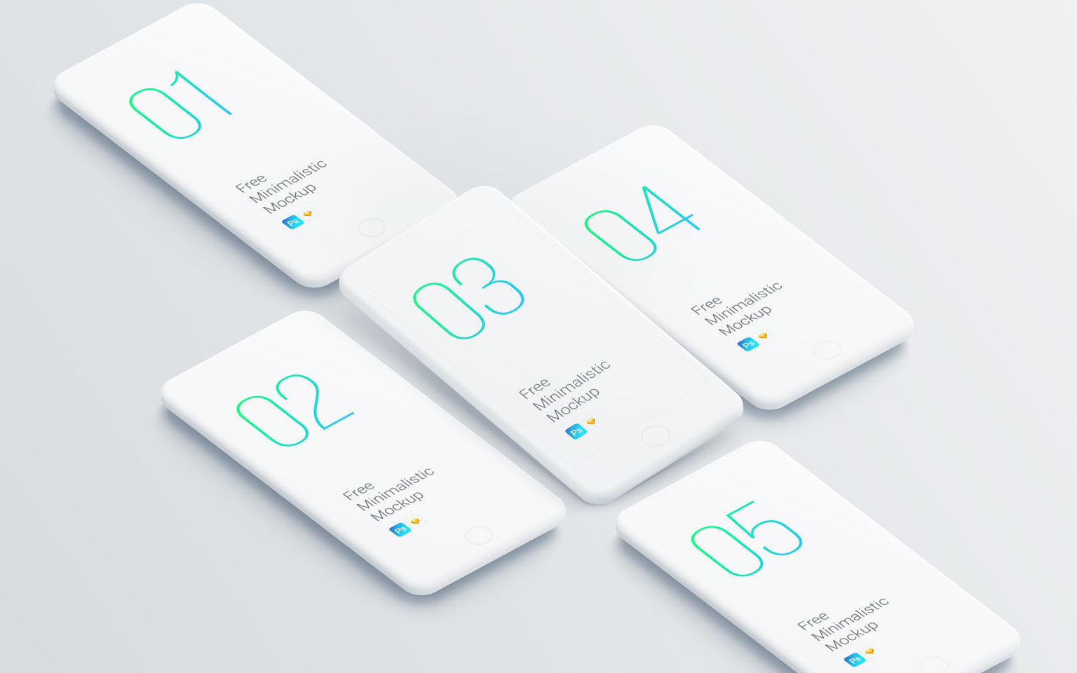 Minimalistic Isometric Smartphones Mockups