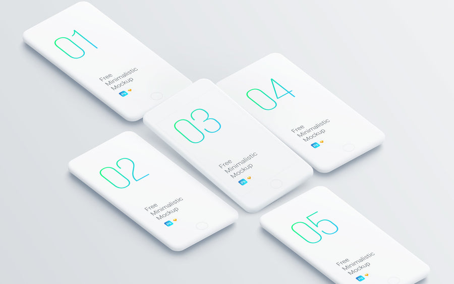 Minimalistic Isometric Smartphones Mockups