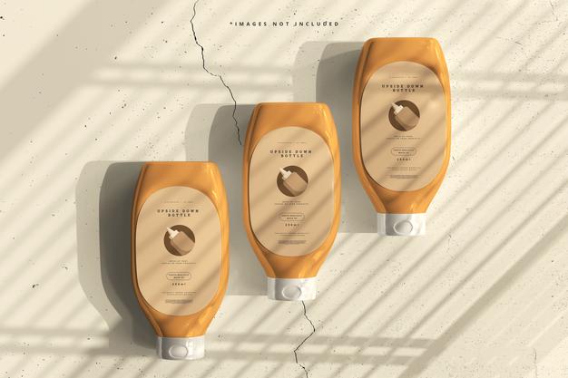 Upside Down Bottles Mockup Psd