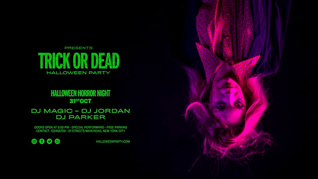 Upside Down Creepy Woman Mock-Up For Halloween Psd