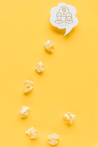 Upside Down Question Mark Made Of Crinkled Paper With Chat Bubble Psd