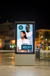 Urban City Lights  At Night With Sign Mock-Up Psd