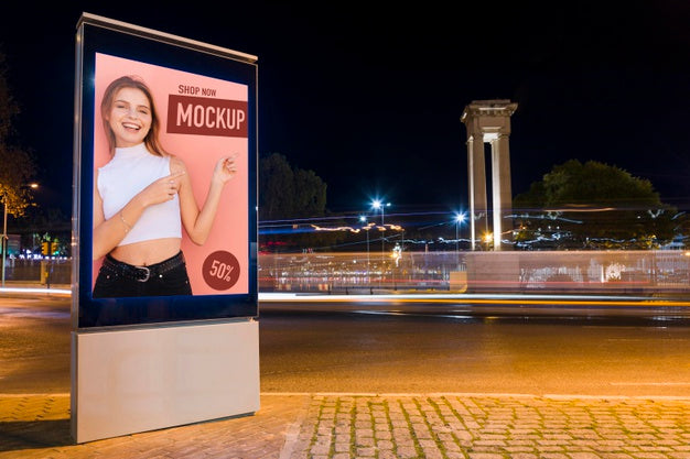 Urban City Lights With Sign Mock-Up Psd