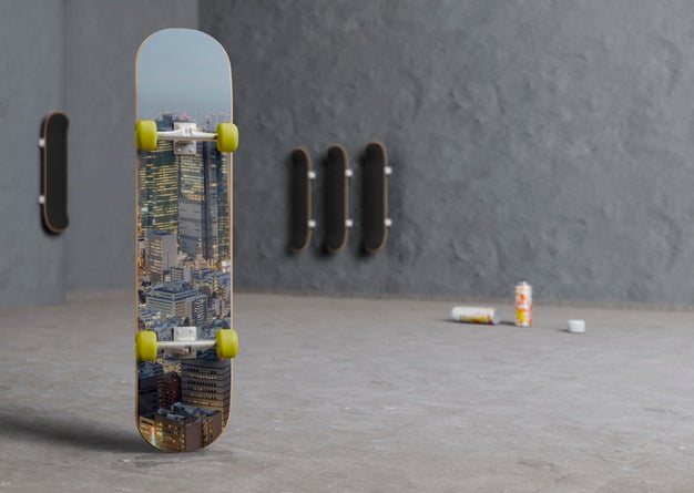 Urban Colorful Skateboard With Mock-Up Psd