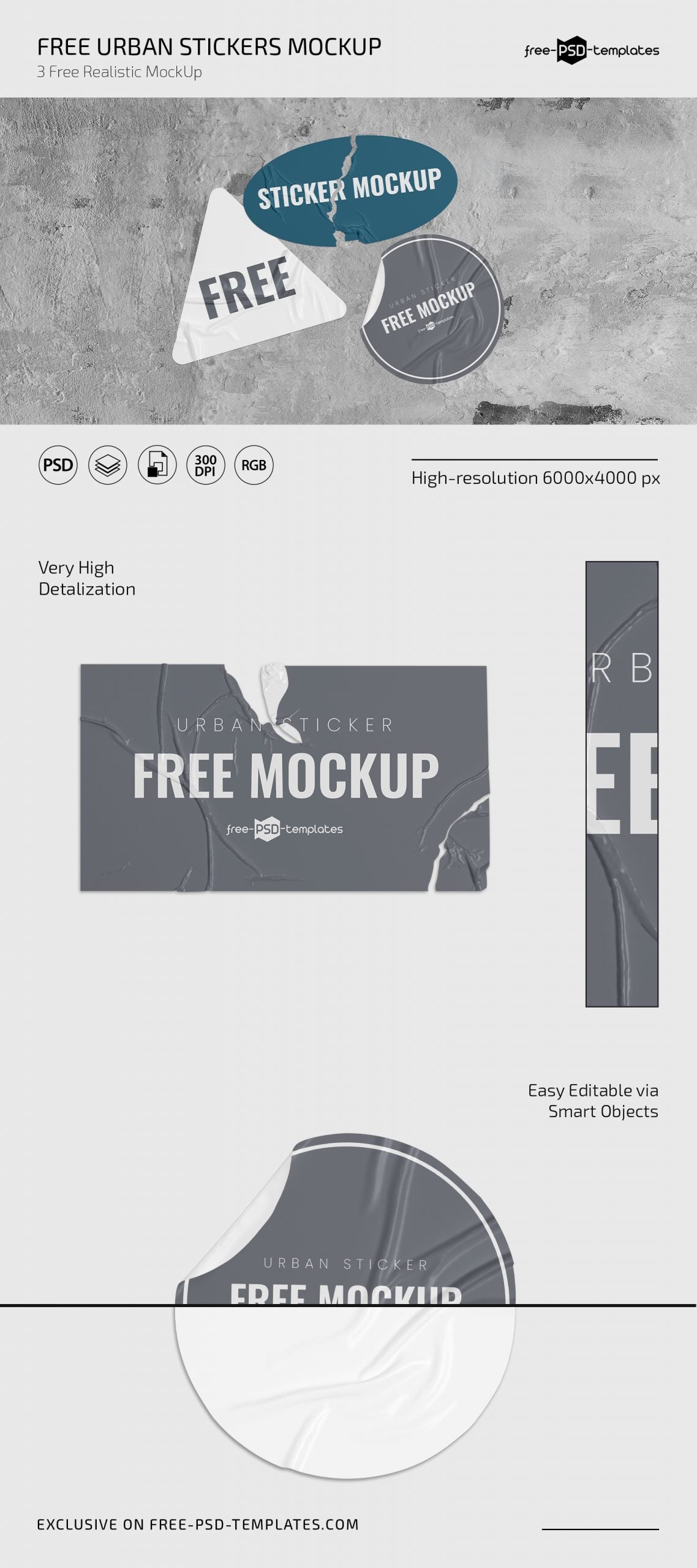 Urban Stickers Mockup Psd Set