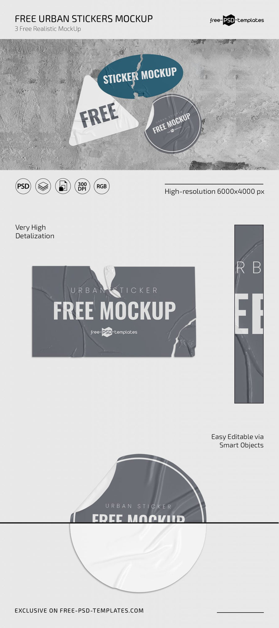 Urban Stickers Mockup Psd Set