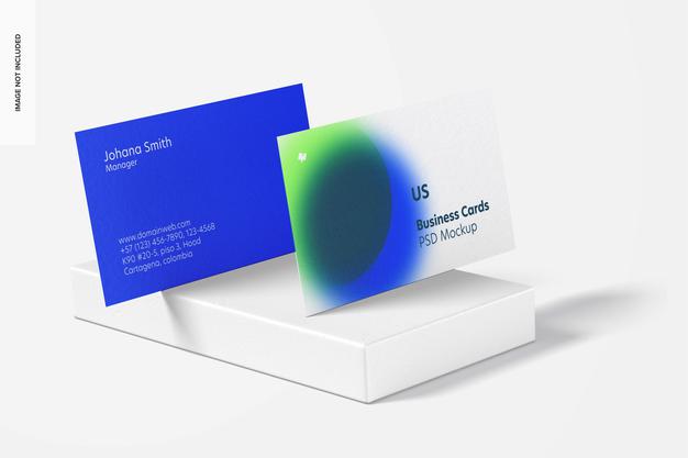 Us Landscape Business Cards Mockup Psd