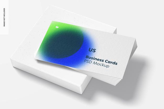 Us Landscape Business Cards Mockup, Stacked Set Psd