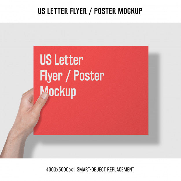 Us Letter Flyer Or Poster Mockup With Hand Psd