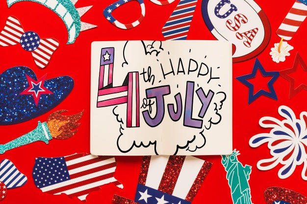 Usa Independence Day Mockup With Book Psd