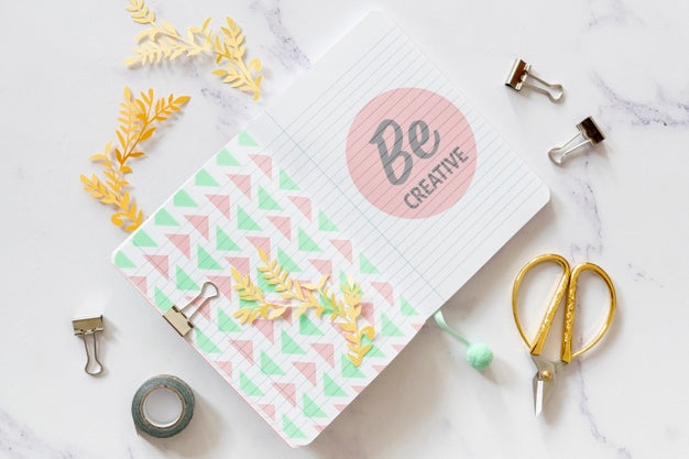 Useful Tools At Work On Desk Mock-Up Psd