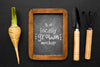 Utensils And Locally Grown Veggies Mock-Up Psd
