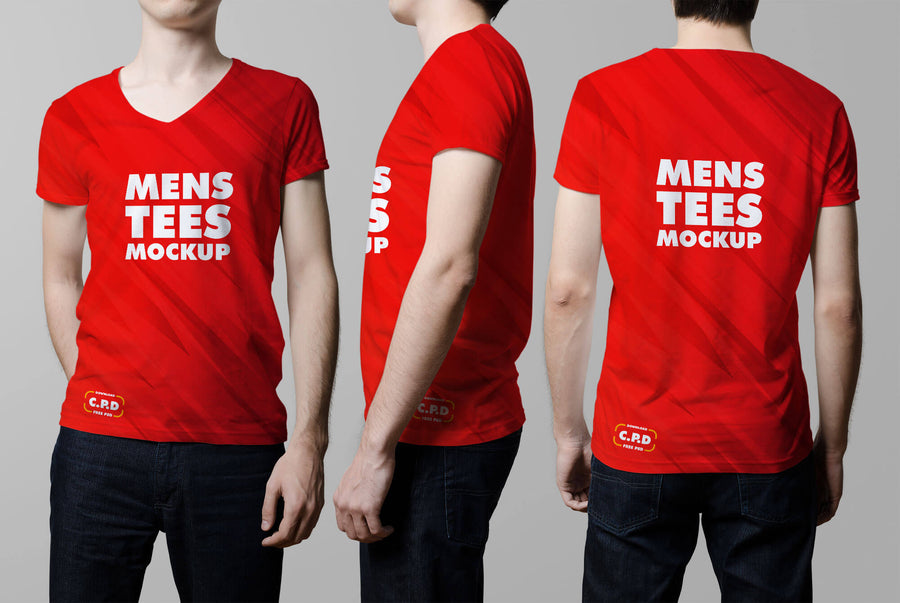 V-Neck Male T-Shirt Mockup Psd
