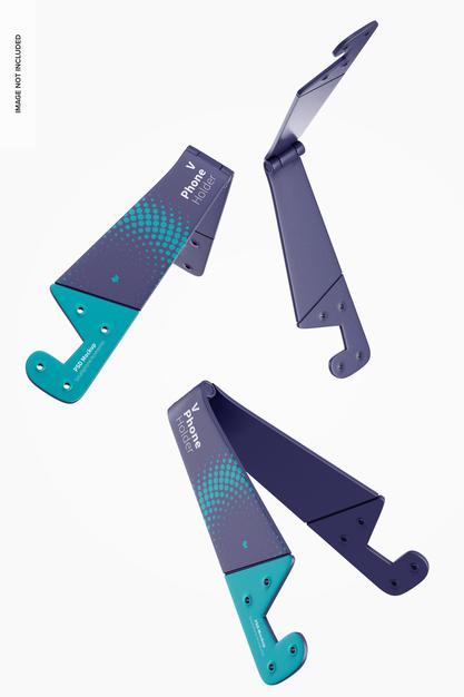 V Phone Holders Mockup, Falling Psd