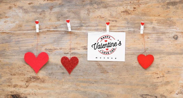 Valentine Card Mockup On Clothes Line Psd