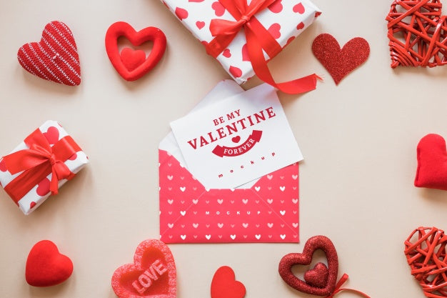 Valentine Card Mockup With Composition Of Objects Psd