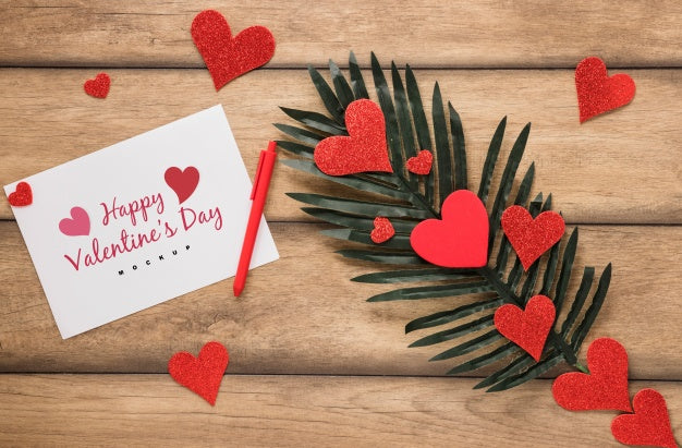 Valentine Card Mockup With Composition Of Objects Psd