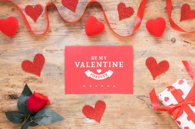Valentine Card Mockup With Composition Of Objects Psd