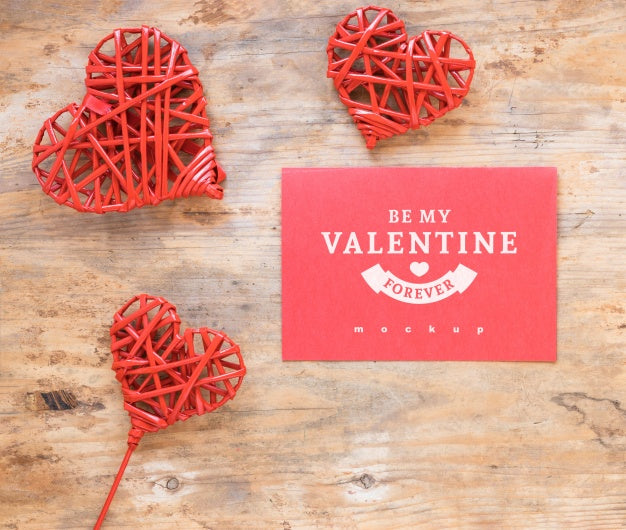 Valentine Card Mockup With Composition Of Objects Psd