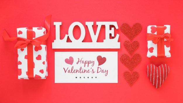 Valentine Card Mockup With Composition Of Objects Psd