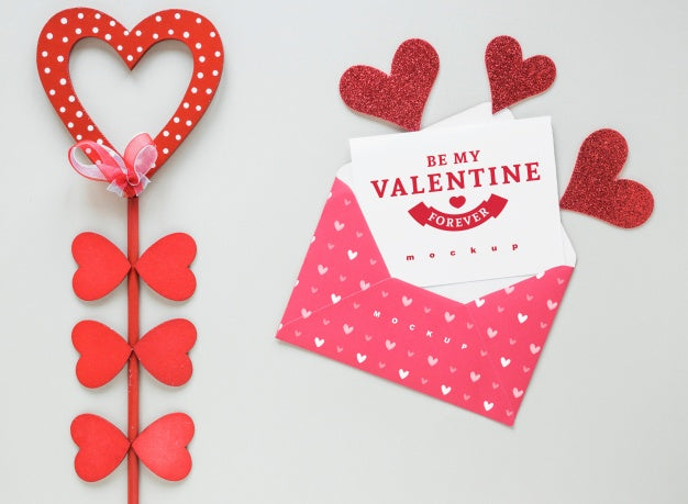 Valentine Card Mockup With Composition Of Objects Psd