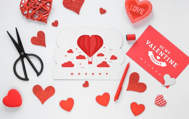 Valentine Card Mockup With Composition Of Objects Psd